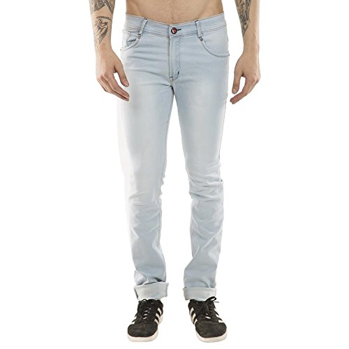 Men's Denim Light Blue Casual Buttoned Jeans-picture-32
