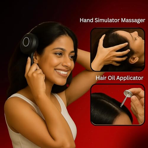Image of effora's 3-1 red light therapy scalp massager | oil massager for scalp hair | electric hair massager comb | hair massager machine | 3 In 1 hair oil applicator | head relaxation at home |