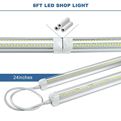 8ft LED Shop Light Fixture - 100W 15000LM 5000K 12 Pack, 8 Foot V Shape LED Strip Lights, 96" T8 LED Tube Light for Garage, Linkable with Plug