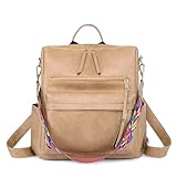 HGWSSY Women's Fashion Backpack Purse for Women Leather Multipurpose Design Ladies Shoulder Bag Travel bag Satchel Handbags khaki