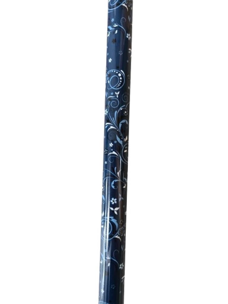 Stock-Fachmann® Bastone da passeggio in metallo leggero Blue Vine in alluminio, con cuscinetto ammortizzante in gomma, 10 posizioni, regolabile in altezza, da 76 cm a 98 cm, peso netto: 350 g, portata