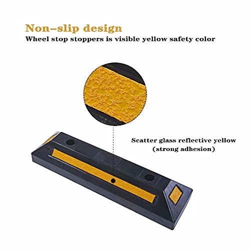 Yonsheng Parking Stopper For Garage Heavy Duty Rubber Parking Block Curb - Wheel Stop With Scatter Glass Reflective Yellow Targets For Car Garage Floor And Truck Rv Stop Aid Indoor Outdoor, 2 Pack #TOP2