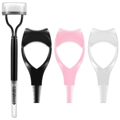 Elegaperma 4pcs Mascara Shield and Eyelash Separator Tool Mascara Guard for Eyelashes and Comb 3 in 1 Reusable Mascaras Guard Applicator with Eyelash Comb for Natural Eye Makeup