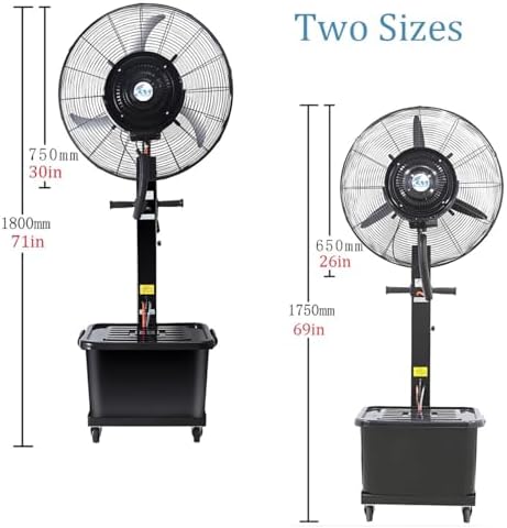 Heavy Duty 42L Outdoor Oscillating Fan, 90° Cooling Misting Fan with 3 Speeds, Ideal for Patios, Workshops, Warehouses - 11 Gallon Industrial Pedestal Fan (750mm)