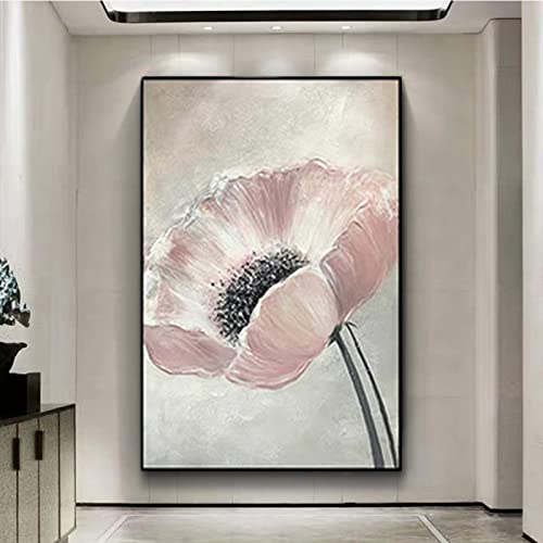 Toile de peinture abstraite fleur rose impression artistique haut de gamme vintage 60x80cm