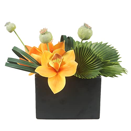 Arrangements de fleurs artificielles oranje haut de gamme en pot