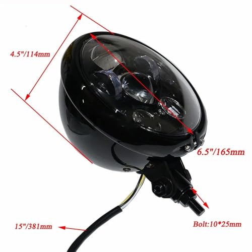 Phare LED pour moto Harley avec support 10mm et boîtier compact de 5.75 pouces
