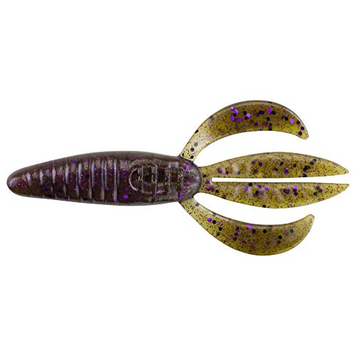 Berkley 1457701 Powerbait Pit Boss Soft Bait, 4" Bait Length, Green Pumpkin Purple, Package of 8