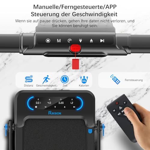 Laufband für Zuhause, Laufband Klappbar bis 14 km/h,Walking Pad mit 12 Voreingestellte Programme, Elektrisches Laufband mit LED-Anzeige, Fernbedienung und App, Keine Montage Erforderlich – Bild 3