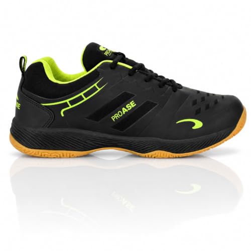 Image of Pro ASE Non-Marking Badminton Shoes - Lightweight & Durable, Perfect for Squash, Table Tennis, Pickleball & Indoor Sports | X-Cushion, Active Grip Sole, Toe Assist | Men, Women, Unisex | Blue,Black,White