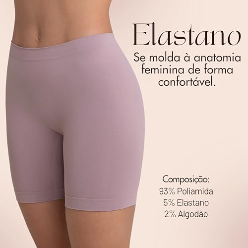Kit 2 Calcinhas Boxer Alongada Sem Costura Shorts Loba by Lupo Feminina, 2 Rosa Queimado, GG
