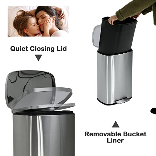 Caneca de basura de cocina con tapa 50L acero inoxidable miniatura 2