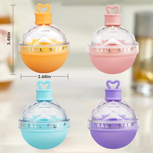 Ice Ball Stamps, 4 pezzi macchina da hockey su ghiaccio, Ice Ball Stamp Silicone, Round Ice Cube Vassoio Ball, riutilizzabile, Ice Cube Vassoio con mini imbuto per Whiskey, Cocktail, Bevanda - immagine 5