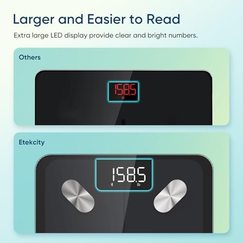 Etekcity Body Fat Scale Smart BMI Scale, Smart Weighing Scale , Bluetooth Electronic Body Analyzer Machine, Accurate Machine, 400lb Black ESF-551 - 4