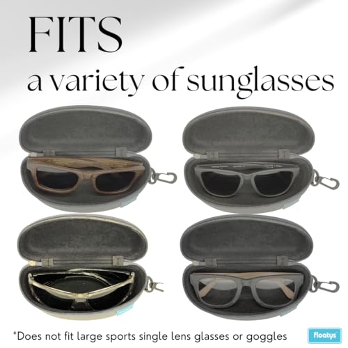 Image of Semi Hard EVA Sunglasses Case with Clip | Non-Floating | Includes Cleaning Cloth and Floating Keychain