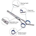 Maxshop Dog Grooming Scissors with Safety Round Tips, Heavy Duty Titanium Pet Grooming Trimmer Kit, Professional Thinning Shears, Curved Scissors with Comb for Dogs and Cats (Set of 3) - Image 5