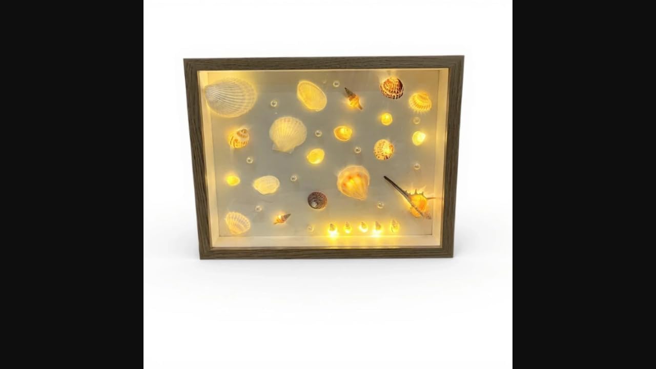 JAZZY PEARLS® DIY Conch Craft Kit, Night Light Picture Frame, Creative Display, Kids Gift, Home Decor Pearl 20.3cm-Arts, Crafts & Sewing-Model & Hobby Building-Model Kits-Diorama Kits