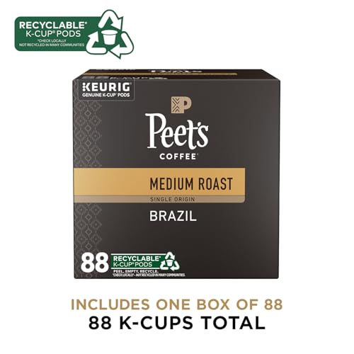Peet's Coffee, Medium Roast Keurig K-Cup Pods - Single Origin Brazil 88 Count (4 Boxes of 22 Pods) - Image 3