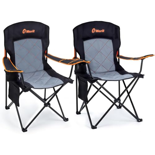 EMERIT 2 Pack Oversized Padded Camping Chair, 350LB Heavy Duty...