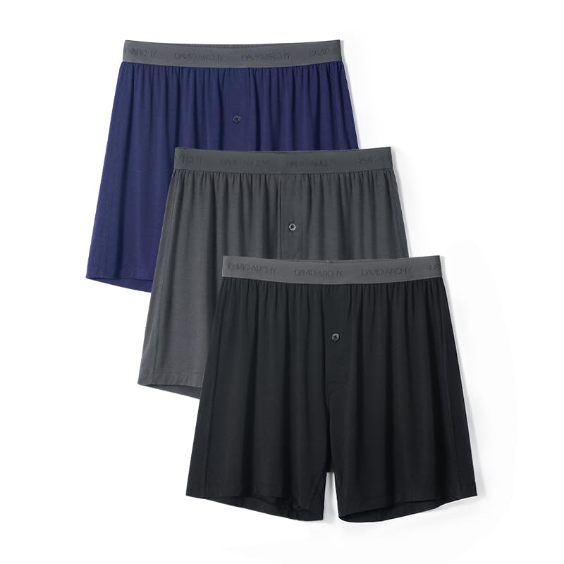DAVID ARCHY Herren Boxershorts aus Bambusviskose ultraweich & atmungsaktiv lockere Passform mit Knopfleiste feuchtigkeitsableitend & geruchshemmend Bequeme Unterwäsche für Alltag & Schlaf