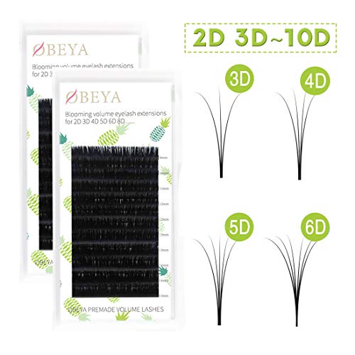 2 Trays Volume Lash Extensions Premade Fans .07 C Curl and D Curl Eyelash Extensions 2D 3D 5D 8D 10D Blooming Volume Lashes 9-15mm Mixed Length