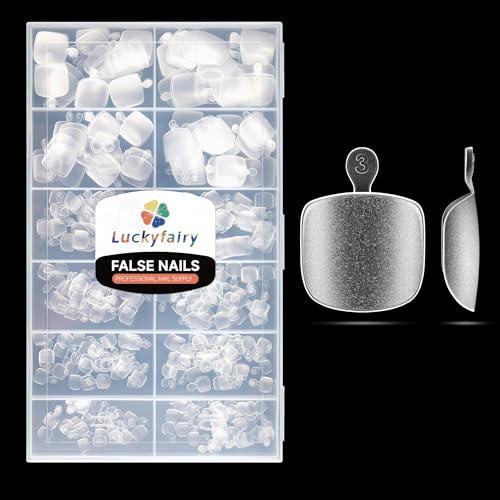 Square Toe Nail Tips, 240pcs Press On Toenails for Women Full Matte Wider Toe Nail Tips, 12 Size Full Cover Short Fake Toenail for Big Toe Nail Extensions Home DIY Nail Salon Soak Off