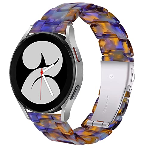 Miimall Compatible Samsung Galaxy Watch 4 Resin Band Lightweight Stainless Steel Metal Buckle Replacement Bracelet Bands Straps for Galaxy Watch 4 Classic 42mm 46mm, 4 40mm 44mm(Ocean Blue)