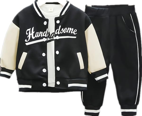 Autumn Long Sleeved Baseball Suit 3pcs Sets Toddler Spring Clothes Fashionable Childrens Baseball Clothing Sets2