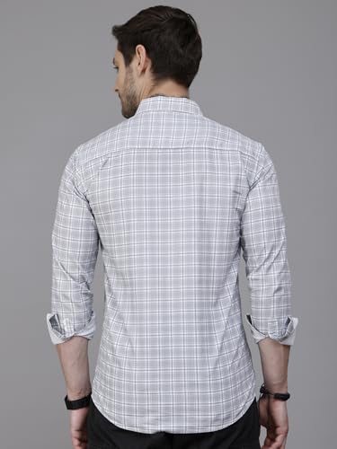 Image of Majestic Man Men Comfort Slim Fit Opaque Checked Cotton Casual Shirt