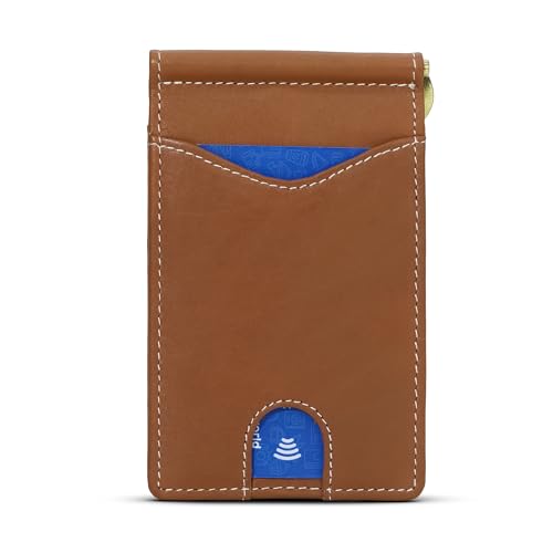 Image of ROGUE WALLET Genuine Leather Minimalist Wallets - RFID Blocking with Money Clip - Interior & Exterior Card Pockets & More - Gift for Men (Tan)