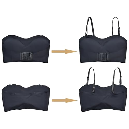Strapless Bras for Teens with Padding,Girls Training Bandeau Bra Tops Strapless Push up Bras Front Closure Bra4