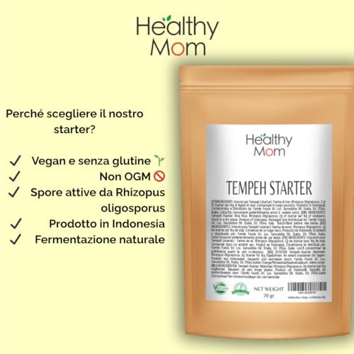 Healthy Mom, Tempeh Starter 70g Impfstoff zur Herstellung von Tempeh, hergestellt in Indonesien