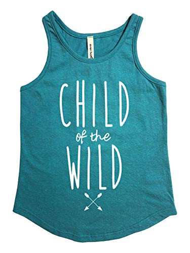 Tough Cookie's Kids' 2-13 Yrs Flowy Triblend Tank Top with Child of The Wild Print (Made in USA) (Jade, X-Small)