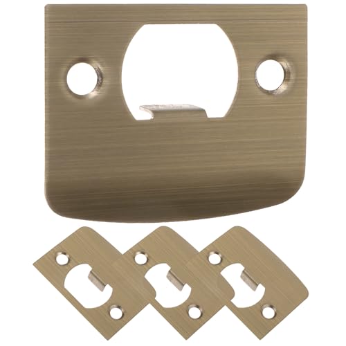 SEWOART Placa de Cierre para Puerta de Acero Inoxidable 4 Piezas Color Bronce Antiguo D Tipo Compatible Cerrojos para Puertas Interiores y Exteriores Accesorio para Cerraduras de