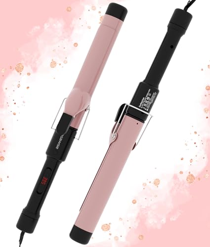 MEGAWISE Pro 1.25 Inch Ceramic Barrel Hair Curling Iron with 60s PTC Fast Heating, Anti-Scald Grip & Tip, Auto Shut Off, 360° Swivel Cord, 2 Clips & Heat-Resistant Glove Included