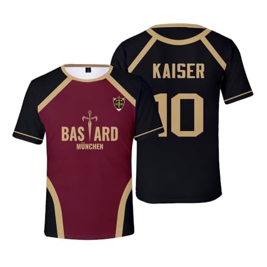 Homidam Unisex Cosplay Anime Blue Lock Manga Corta Camiseta Cuello Redondo Novedad Cosplay Camisetas Tops(Black 10 Kaiser,S)