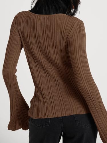 Image of Cicy Bell Womens Bell Long Sleeve Tops Going Out Knitted Fall Pullover Lightweight Sweater Shirts