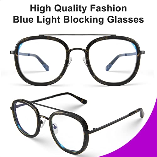 Image of VISOONE Retro Round Anti Eyestrain Metal Medium Eyewear Blue Light Blocking Glasses for Computer Gaming Women Man SANFORD