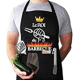 WGIJXA Tablier Cuisine Barbecue Homme Noir, Tablier de Cuisine BBQ Homme Personnalisé Pro...