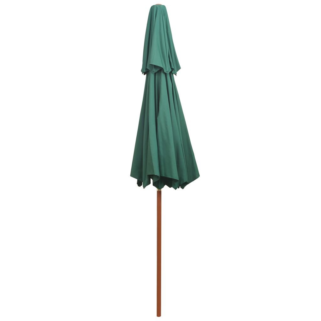 Homgoday Sombrilla de Dos Pisos con Palo de Madera Verde 270x270 cmSombrilla de Jardín, Protección UV Sombrilla Jardín Grande Orientable Jardín Parasol Balcón