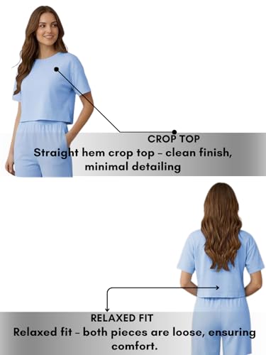 Image of Leriya Fashion Co-ord Set for Women Stylish - Trendy Korean Summer Travel Outfit | Lightweight Two Piece Dress for Beach & Holiday Look | Casual Style Textured Dress for Woman