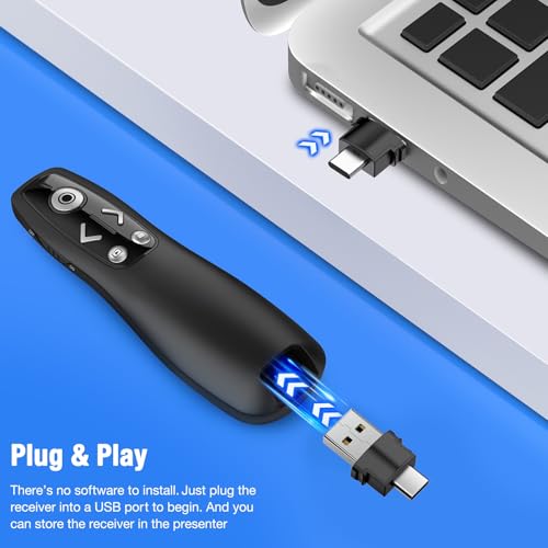 Télécommande sans fil 2 en 1 USB de type C pointeur de présentation avec étui