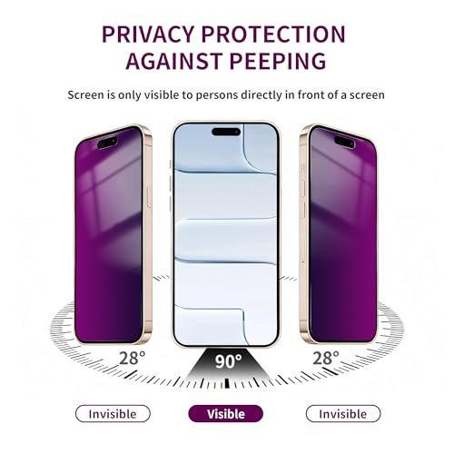 Image of 2 Pack Privacy Screen Protector for iPhone Air Tempered Glass 6.5'' Private Saver Anti-Spy Eye Protection Anti-Scratch Full Coverage No Bubble