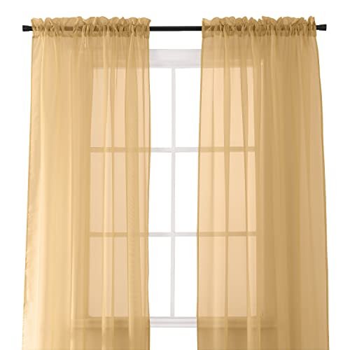 Vitrage 152,4 cm de large marron clair rideau transparent passe-tringle salon