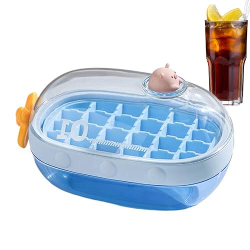 Molde de hielo con tapa - Maker de bolas de hielo whisky | Frost Sphere Shaper, fácil liberación 24 de frío parrilla, cubo de congelación bourbon, prensa bandeja