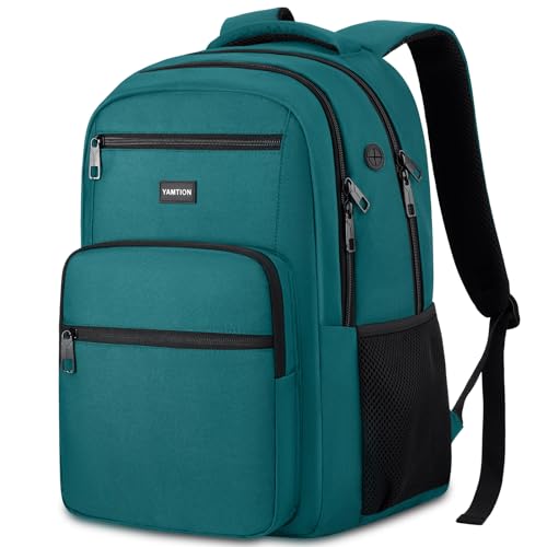 Image of YAMTION Laptop Backpack for Men, Black Backpack, School Backpack for Boys and Girls, Bookbag, Work Backpack (Green, 15.6 inch)