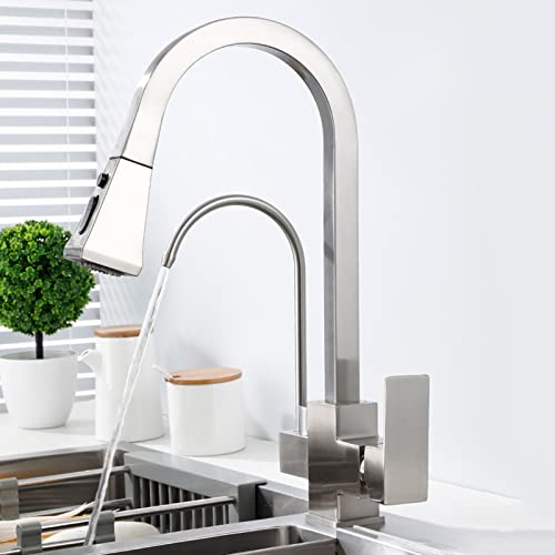 Robinet cuisine 3 voies direct eau potable mitigeur télescopique noir - 5