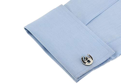 Mancuernillas clásicas de caballo plateadas para hombre miniatura 4