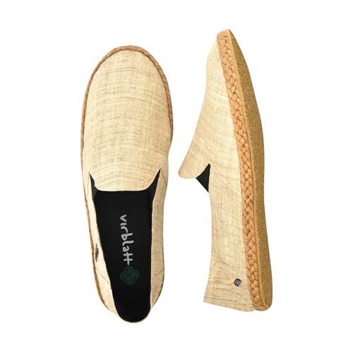 virblatt - Espadrilles Herren | 100% Hanf | Sommerschuhe Herren Espandrillos Slipper Stoffschuhe Freizeitschuhe Leinenschuhe Hippie Slip on Leinenschuhe Hippie Slip on - Bequem 44 beige
