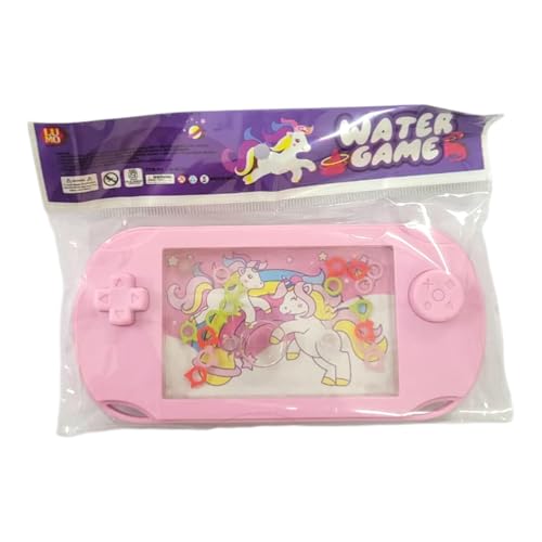 Image of SHAKTISM Classic Handheld Water Ring Toss Game for Kids & Adults Nostalgic Press Button Water Game Machine Portable Plastic Retro Ring Toss Toy Travel Fun Puzzle Toy for Children- 1Pc (Unicorn Pink)